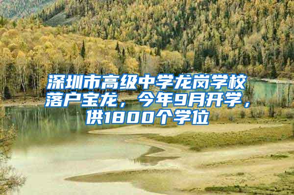 深圳市高级中学龙岗学校落户宝龙，今年9月开学，供1800个学位