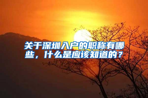 关于深圳入户的职称有哪些，什么是应该知道的？