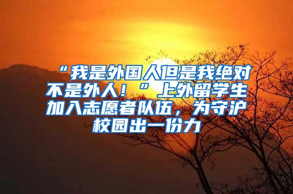 “我是外国人但是我绝对不是外人！”上外留学生加入志愿者队伍，为守沪校园出一份力