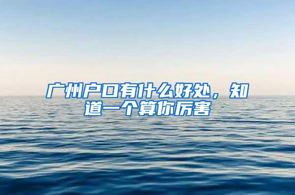 广州户口有什么好处，知道一个算你厉害