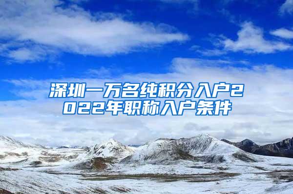 深圳一万名纯积分入户2022年职称入户条件