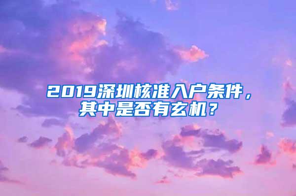 2019深圳核准入户条件，其中是否有玄机？