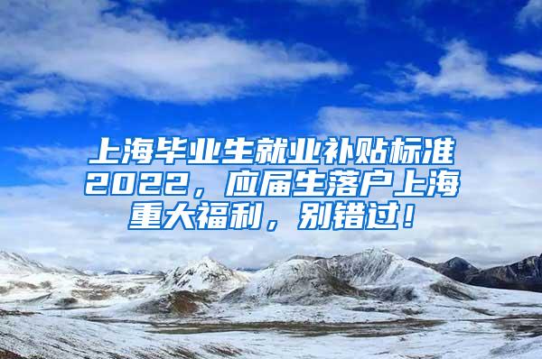 上海毕业生就业补贴标准2022，应届生落户上海重大福利，别错过！