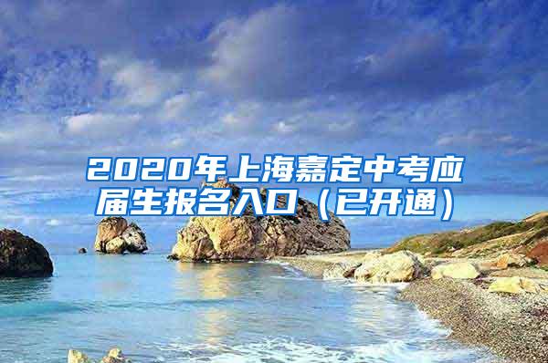 2020年上海嘉定中考应届生报名入口（已开通）