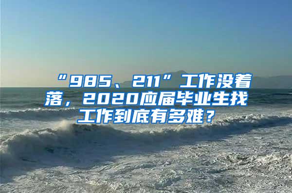 “985、211”工作没着落，2020应届毕业生找工作到底有多难？