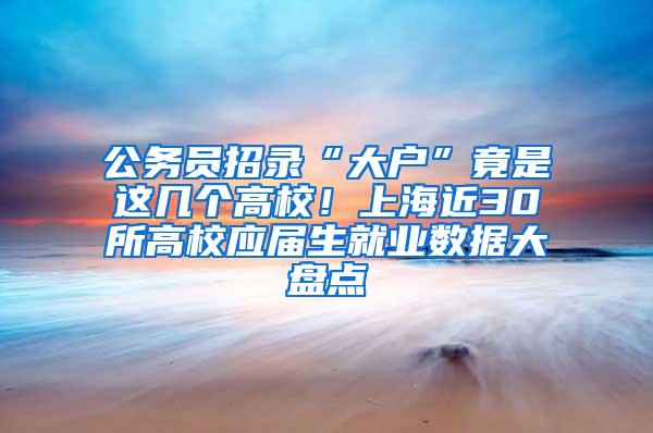 公务员招录“大户”竟是这几个高校！上海近30所高校应届生就业数据大盘点