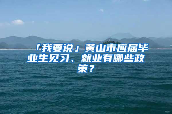 「我要说」黄山市应届毕业生见习、就业有哪些政策？