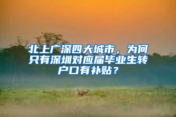 北上广深四大城市，为何只有深圳对应届毕业生转户口有补贴？