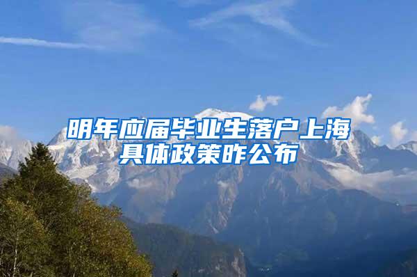 明年应届毕业生落户上海具体政策昨公布