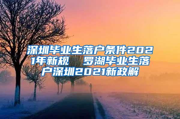 深圳毕业生落户条件2021年新规  罗湖毕业生落户深圳2021新政解