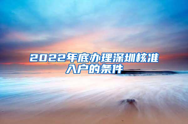 2022年底办理深圳核准入户的条件