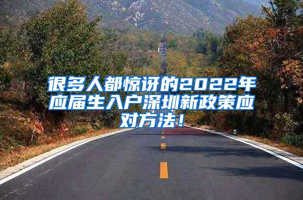 很多人都惊讶的2022年应届生入户深圳新政策应对方法！