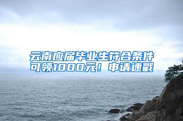 云南应届毕业生符合条件可领1000元！申请速戳→