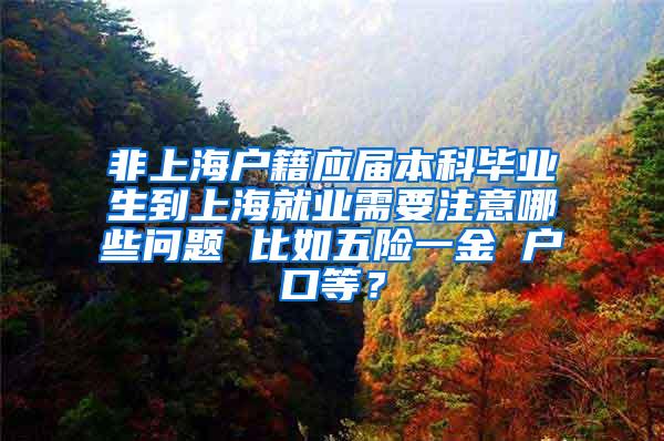 非上海户籍应届本科毕业生到上海就业需要注意哪些问题 比如五险一金 户口等？