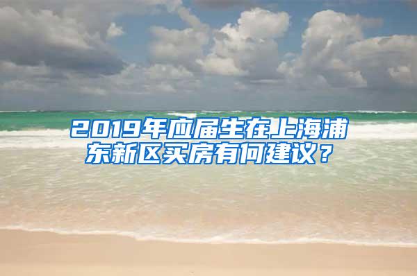 2019年应届生在上海浦东新区买房有何建议？