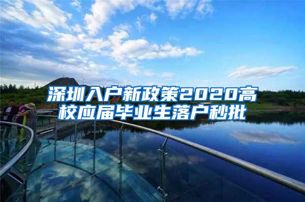 深圳入户新政策2020高校应届毕业生落户秒批