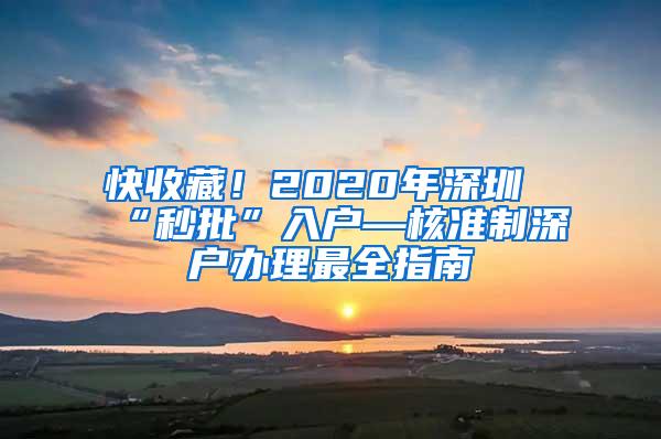 快收藏！2020年深圳“秒批”入户—核准制深户办理最全指南