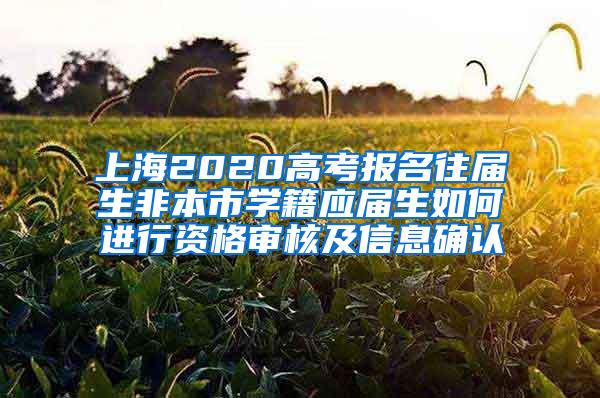 上海2020高考报名往届生非本市学籍应届生如何进行资格审核及信息确认