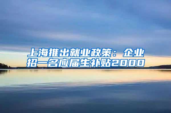 上海推出就业政策：企业招一名应届生补贴2000