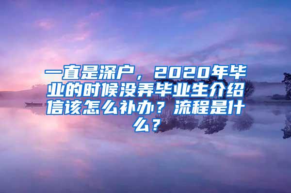 一直是深户，2020年毕业的时候没弄毕业生介绍信该怎么补办？流程是什么？