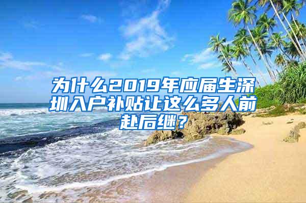 为什么2019年应届生深圳入户补贴让这么多人前赴后继？