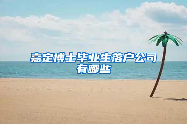 嘉定博士毕业生落户公司有哪些