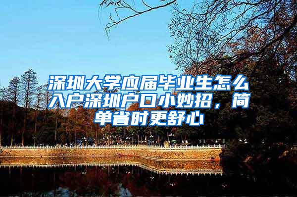 深圳大学应届毕业生怎么入户深圳户口小妙招，简单省时更舒心