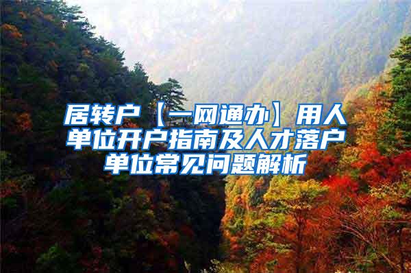 居转户【一网通办】用人单位开户指南及人才落户单位常见问题解析