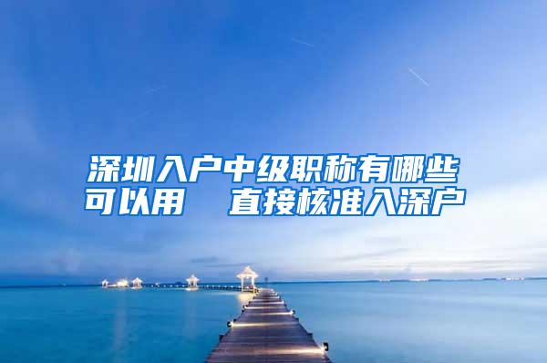 深圳入户中级职称有哪些可以用  直接核准入深户