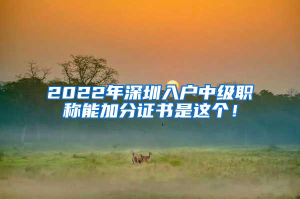 2022年深圳入户中级职称能加分证书是这个！