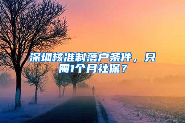 深圳核准制落户条件，只需1个月社保？