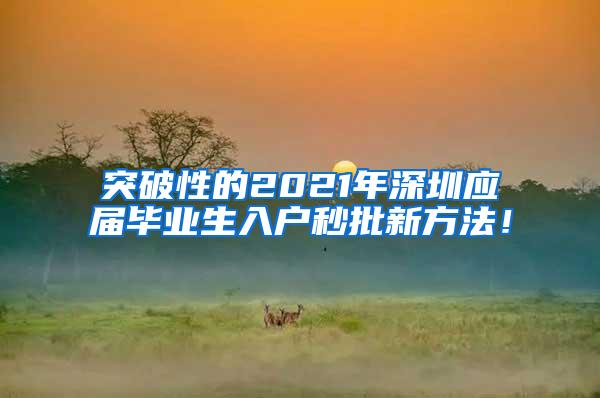 突破性的2021年深圳应届毕业生入户秒批新方法！