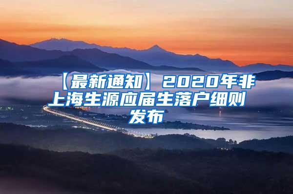 【最新通知】2020年非上海生源应届生落户细则发布