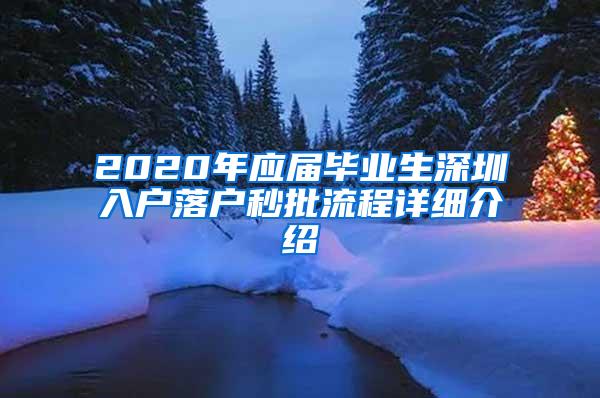 2020年应届毕业生深圳入户落户秒批流程详细介绍