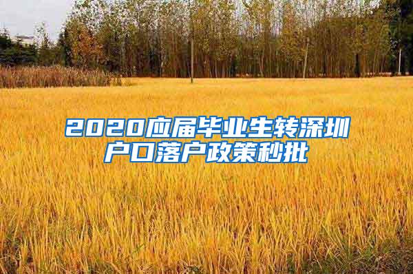 2020应届毕业生转深圳户口落户政策秒批