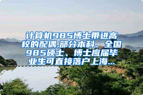 计算机985博士带进高校的配偶,部分本科、全国985硕士、博士应届毕业生可直接落户上海...