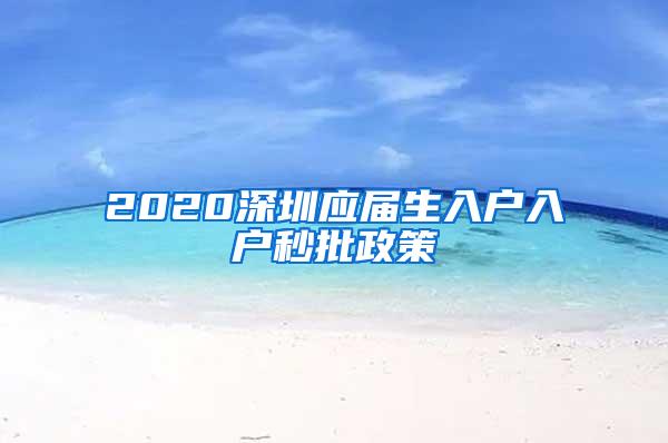 2020深圳应届生入户入户秒批政策