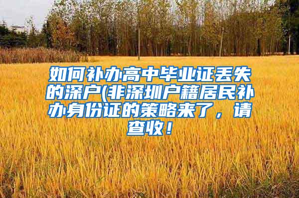 如何补办高中毕业证丢失的深户(非深圳户籍居民补办身份证的策略来了，请查收！