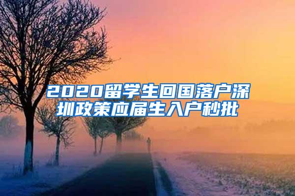 2020留学生回国落户深圳政策应届生入户秒批