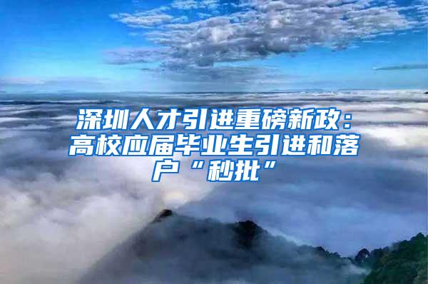 深圳人才引进重磅新政：高校应届毕业生引进和落户“秒批”