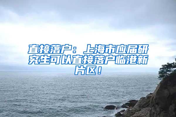 直接落户：上海市应届研究生可以直接落户临港新片区！
