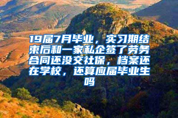 19届7月毕业，实习期结束后和一家私企签了劳务合同还没交社保，档案还在学校，还算应届毕业生吗