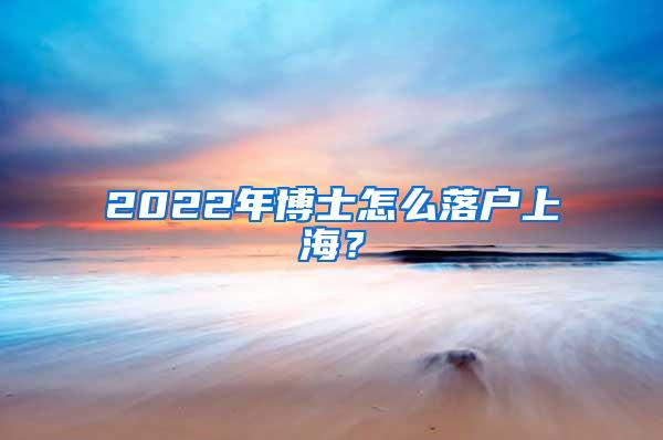 2022年博士怎么落户上海？