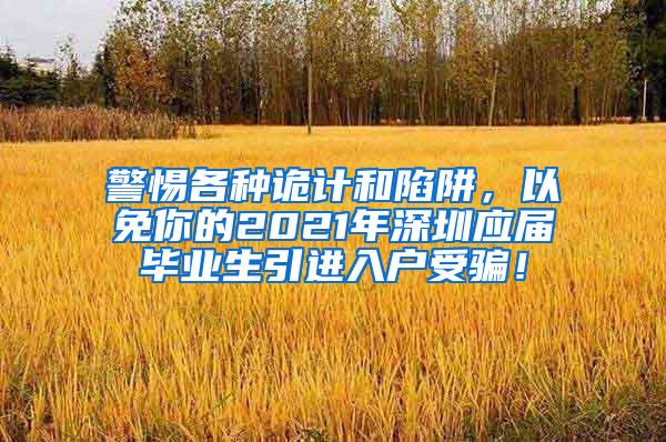 警惕各种诡计和陷阱，以免你的2021年深圳应届毕业生引进入户受骗！