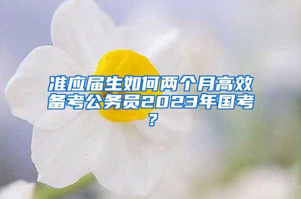 准应届生如何两个月高效备考公务员2023年国考？