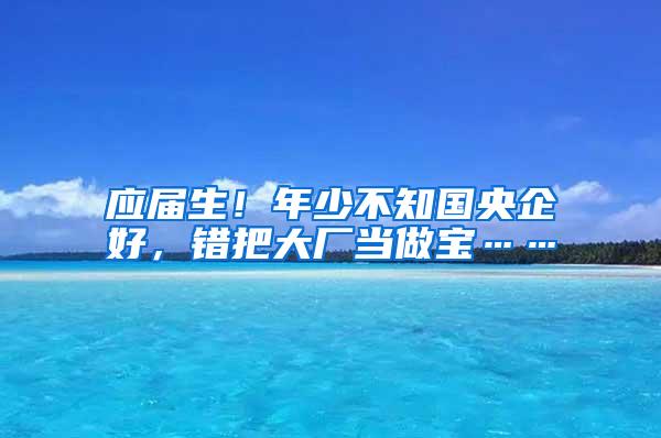 应届生！年少不知国央企好，错把大厂当做宝……