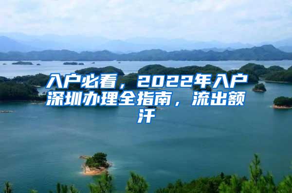 入户必看，2022年入户深圳办理全指南，流出额汗