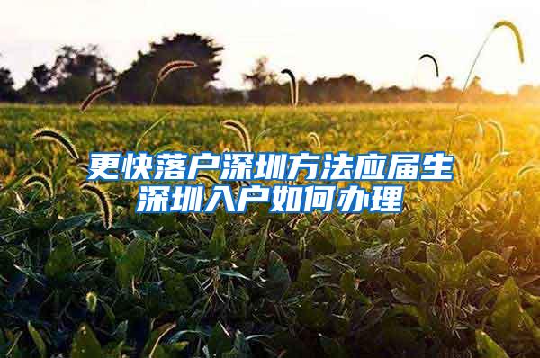 更快落户深圳方法应届生深圳入户如何办理