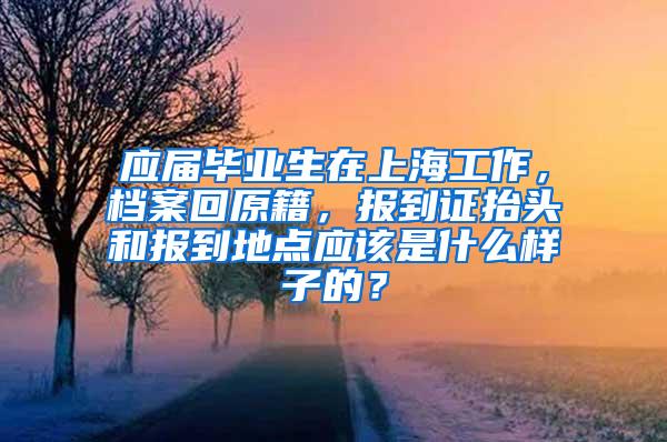 应届毕业生在上海工作，档案回原籍，报到证抬头和报到地点应该是什么样子的？