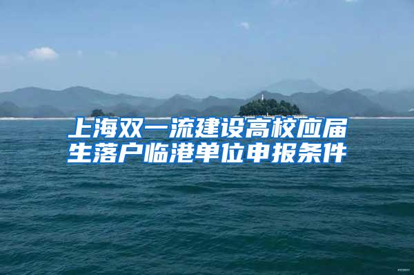 上海双一流建设高校应届生落户临港单位申报条件